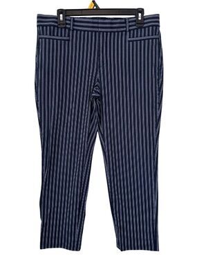 Banana Republic Sloan Navy Blue & White Vertical Stripe Cropped Pants